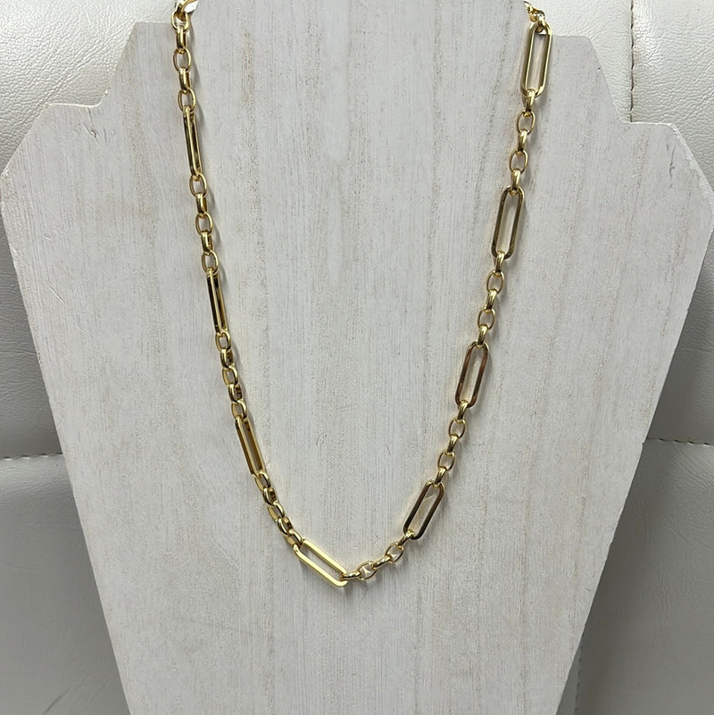 OVAL PAPERCLIP NECKLACE -  GOLD