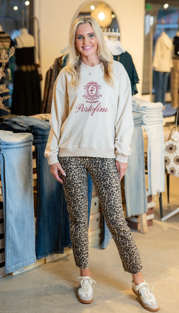 PORTOFINO EMBROIDERED SWEATSHIRT - MASCARPONE