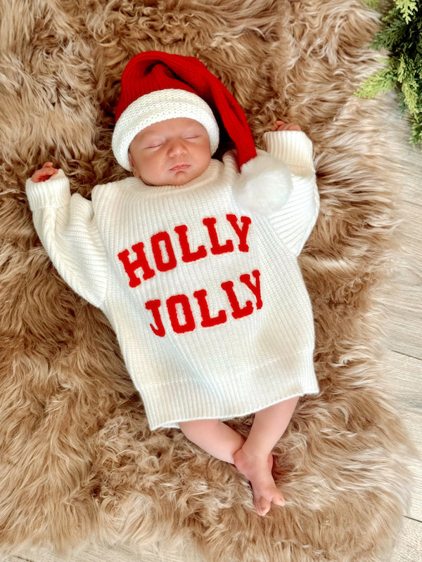 HOLLY JOLLY KNIT SWEATER - WHITE