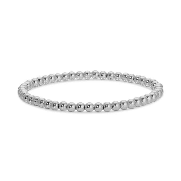 SMALL BEAD STRETCH BRACELET - SILVER