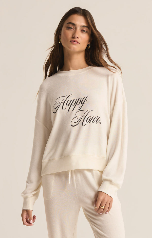 Z SUPPLY HAPPY HOUR SWEATSHIRT - VANILLA ICE