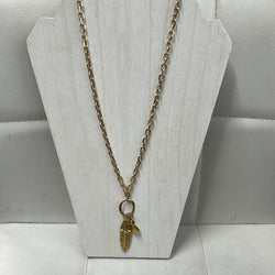 HEART & CROSS CHARM NECKLACE - GOLD