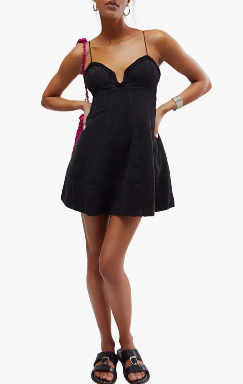 FREE PEOPLE ALTURA MINI DRESS - BLACK