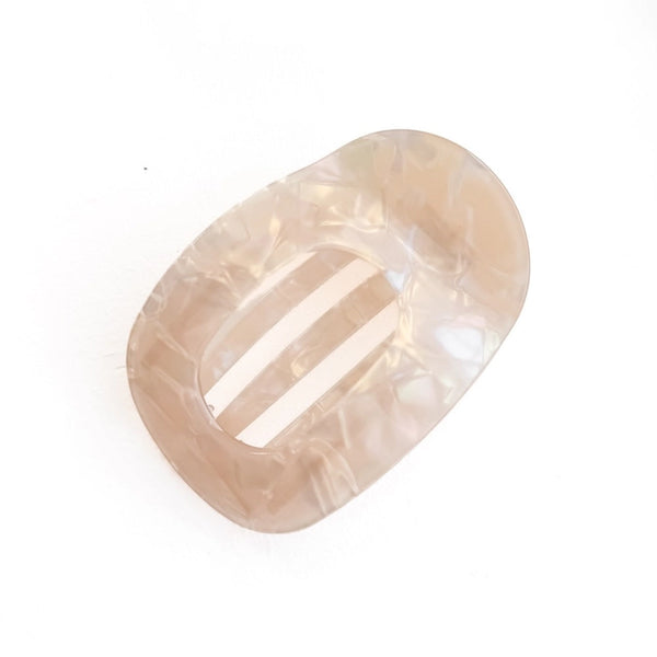 LARGE FLAT ROUND HAIR CLIP - CREAM IRIDESCENT