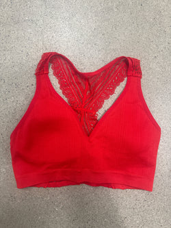 LACE RACERBACK BRALETTE - RED