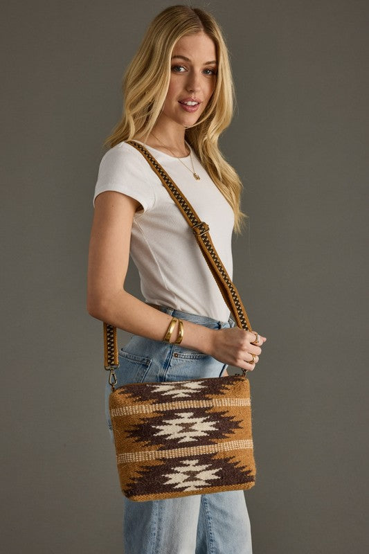 WEASTERN INSPIRED CROSSBODY BAG -  TAN MULTI