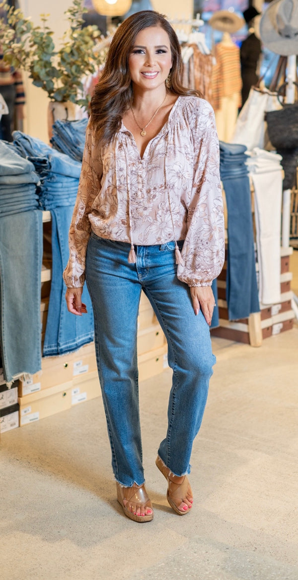 KENNEDY BLOUSE - DUSTY ROSE/LIGHT BRN