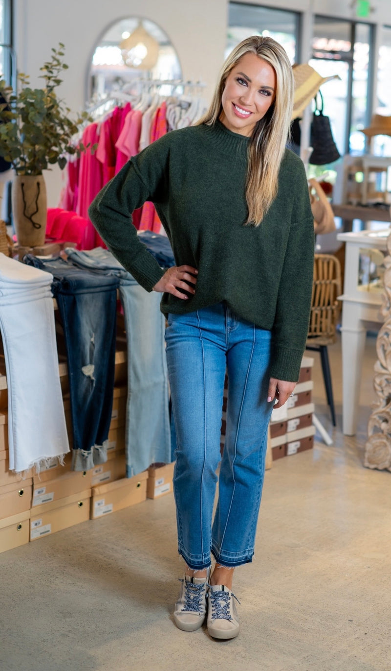 WISTERIA MOCK NECK SWEATER - FOREST