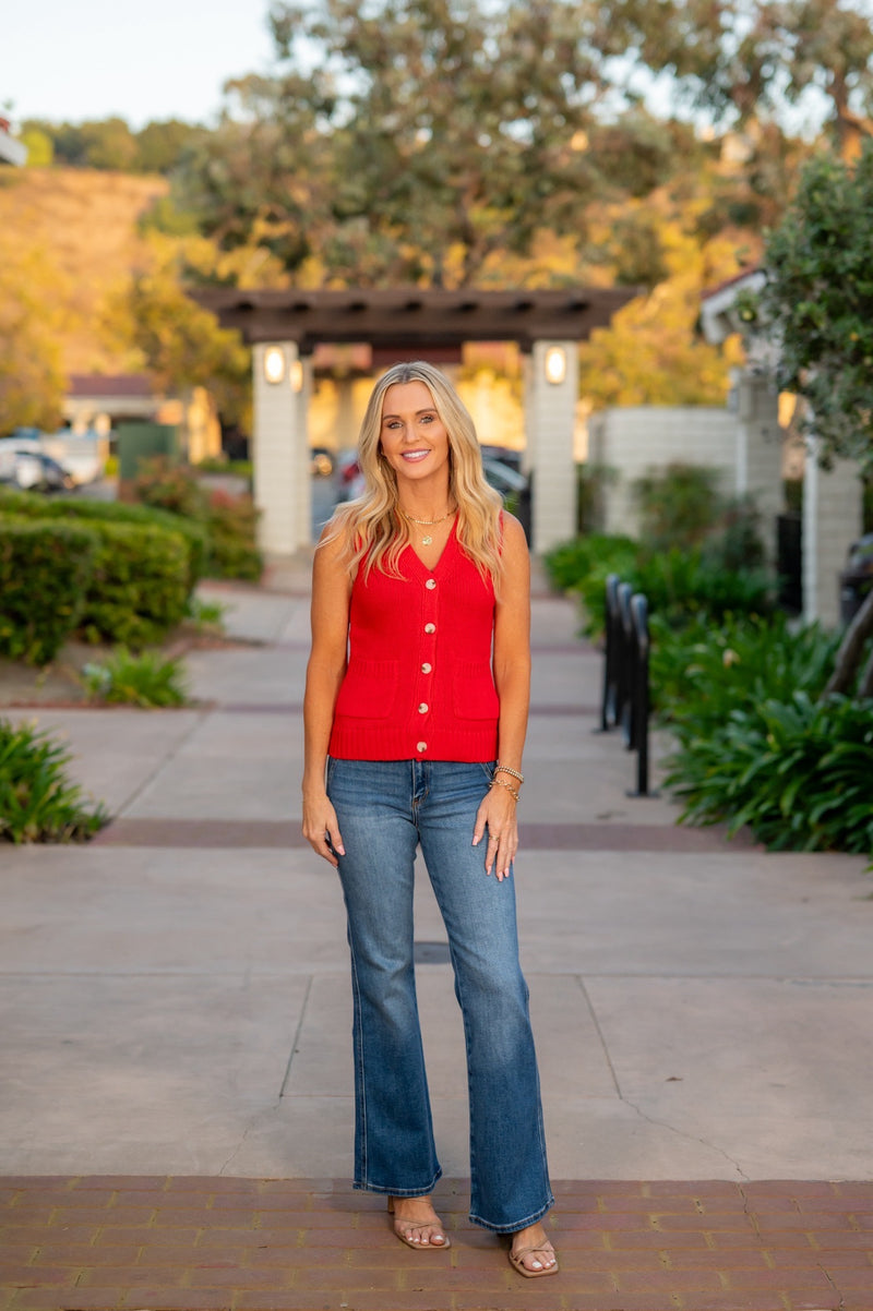 MEREDITH SWEATER VEST - RED