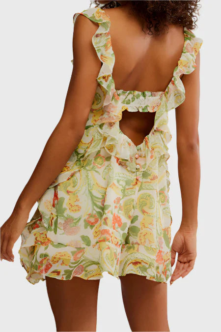 FREE PEOPLE BALI FLORA MINI DRESS - TEA COMBO