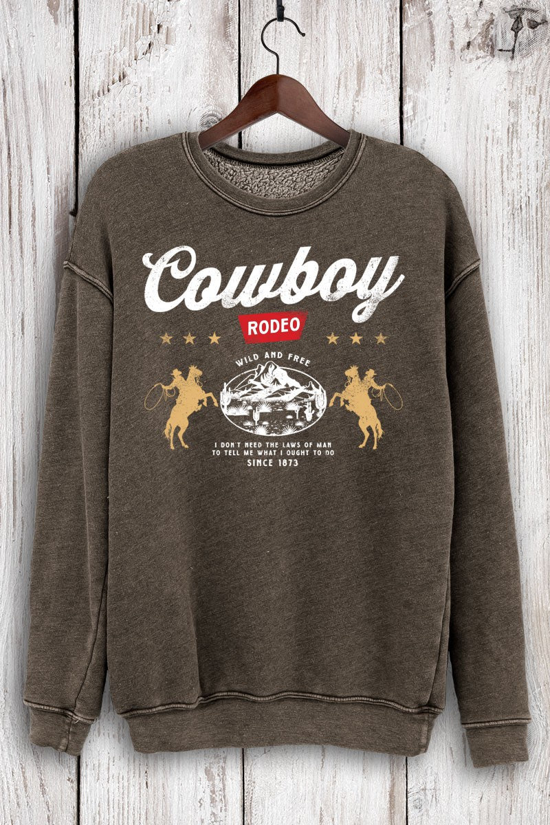 COWBOY RODEO MINERAL SWEATSHIRT - MINERAL BROWN