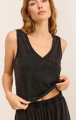 Z SUPPLY SLOANE V-NECK TANK - BLACK