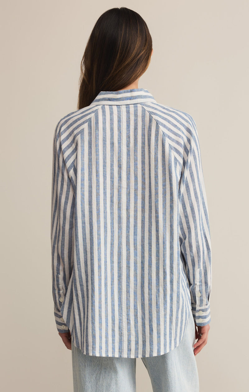 Z SUPPLY PERFECT LINEN STRIPE TOP - BOATHOUSE