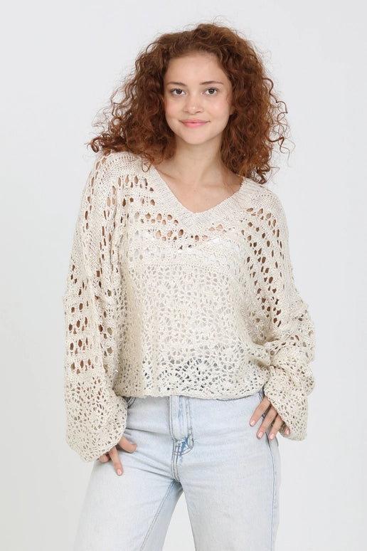 OPEN KNIT SWEATER - IVORY