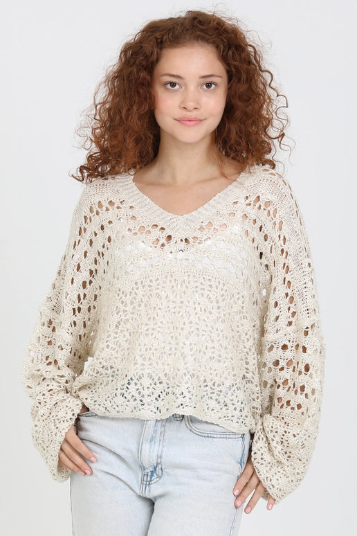 OPEN KNIT SWEATER - IVORY