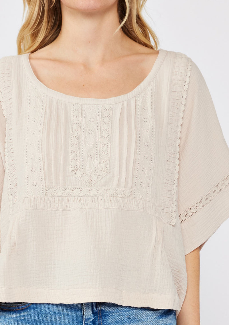 LIVIN' IN IT COTTON BLOUSE - NATURAL