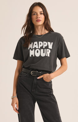 Z SUPPLY HAPPY HOUR BOYFRIEND TEE - BLACK SAND