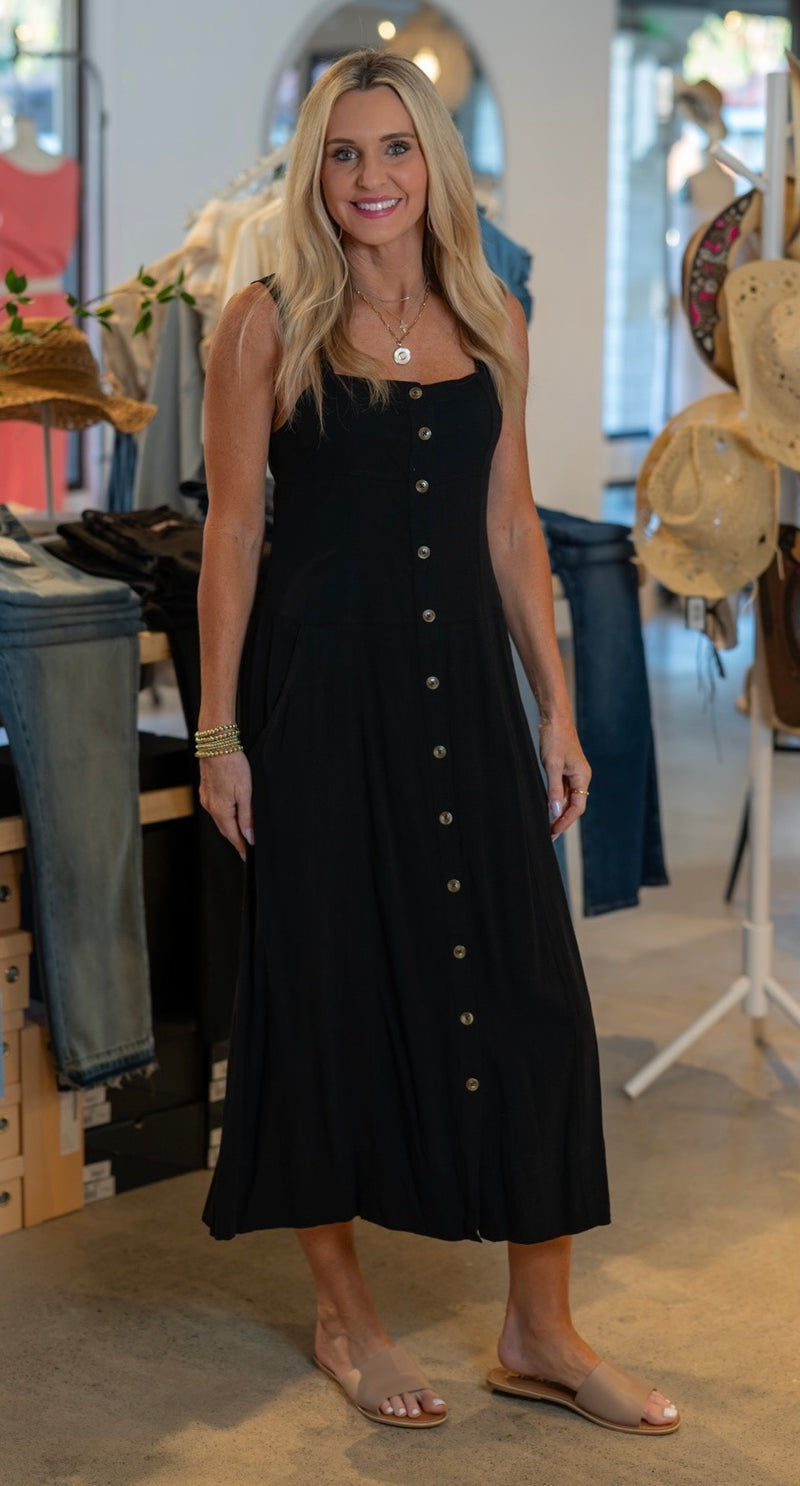 NEW GIRL MIDI DRESS - BLACK