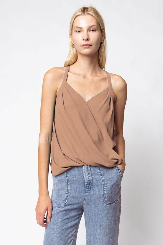 SURPLICE  TANK TOP - MACCHIATO