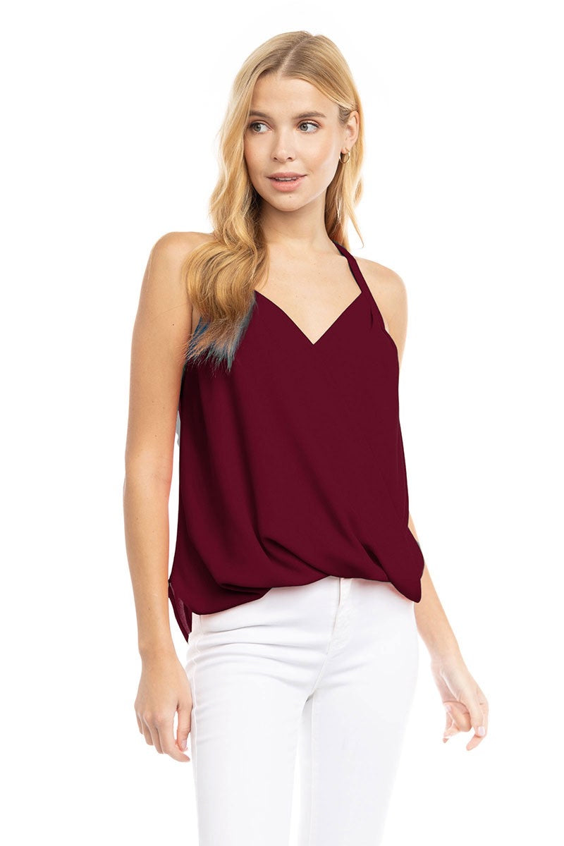 SURPLICE  TANK TOP - GARNET