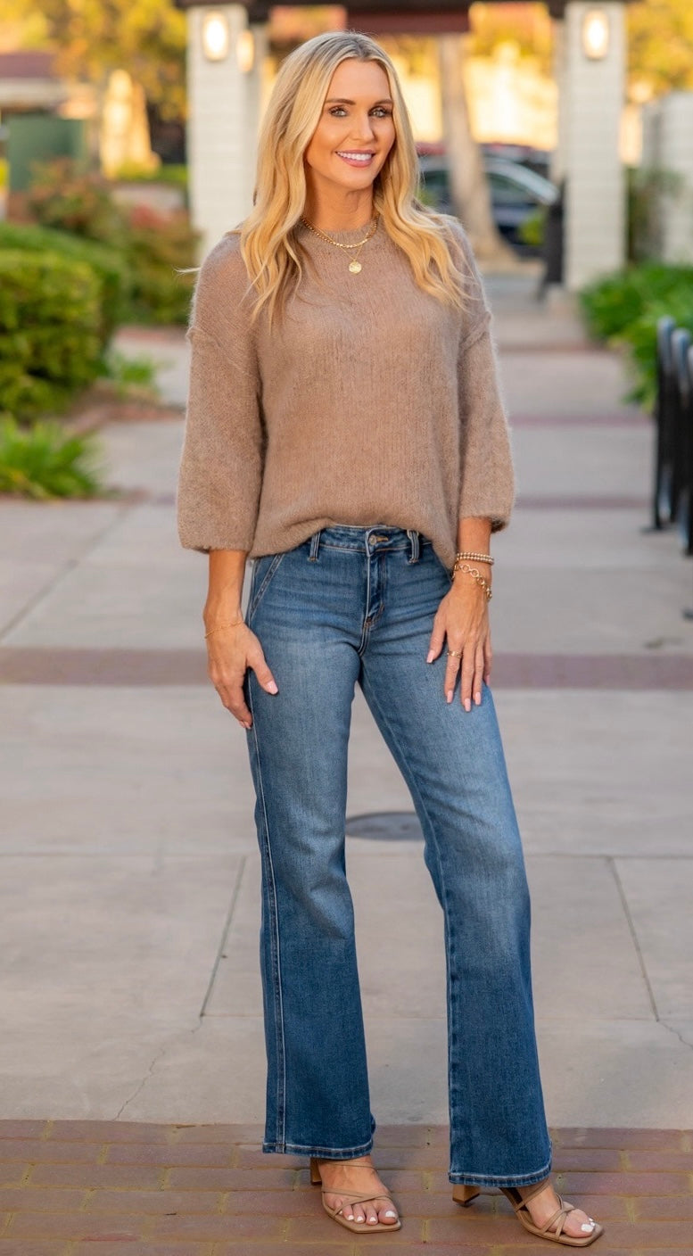 ELAN WOOL & MOHAIR BLEND SWEATER - MOCHA