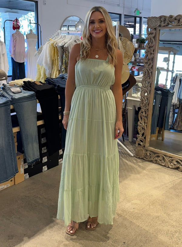 COTTON VOILE MAXI DRESS - GREEN
