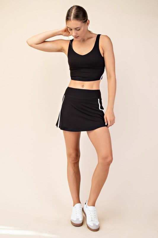 ATHLETIC BUTTER SKORT - BLACK/WHITE