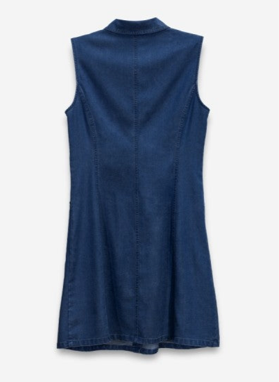 SLEEVELESS DENIM MINI DRESS - DARK BLUE