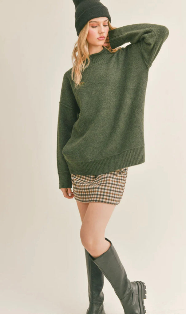 WISTERIA MOCK NECK SWEATER - FOREST