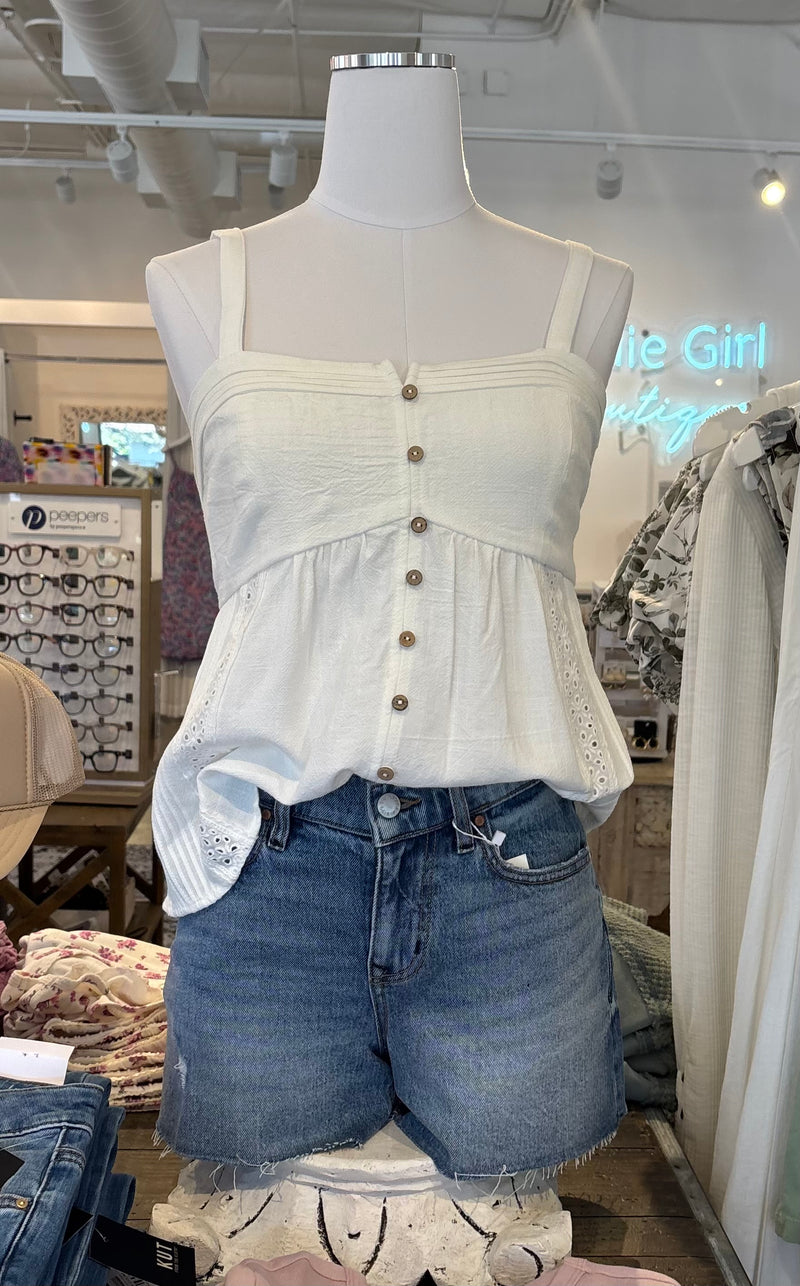 LEVEL 99 MAJA CUT OFF SHORTS - DENIM BLUE