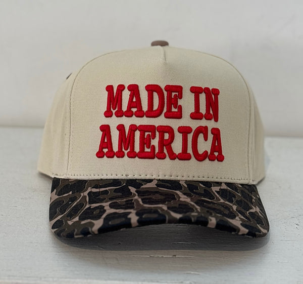 MADE IN AMERICA TRUCKER HAT - LEOPARD/RED