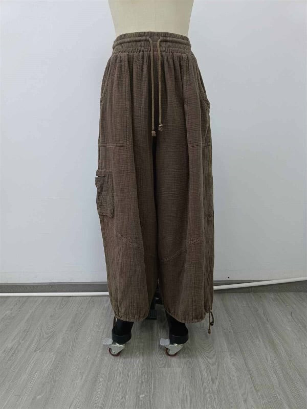 GARMENT WASHED PARACHUTE PANTS - ESPRESSO