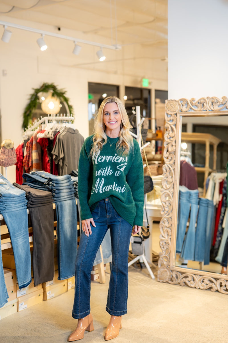 SHOW ME YOUR MUMU CLASSIC CREWNECK SWEATER - GREEN