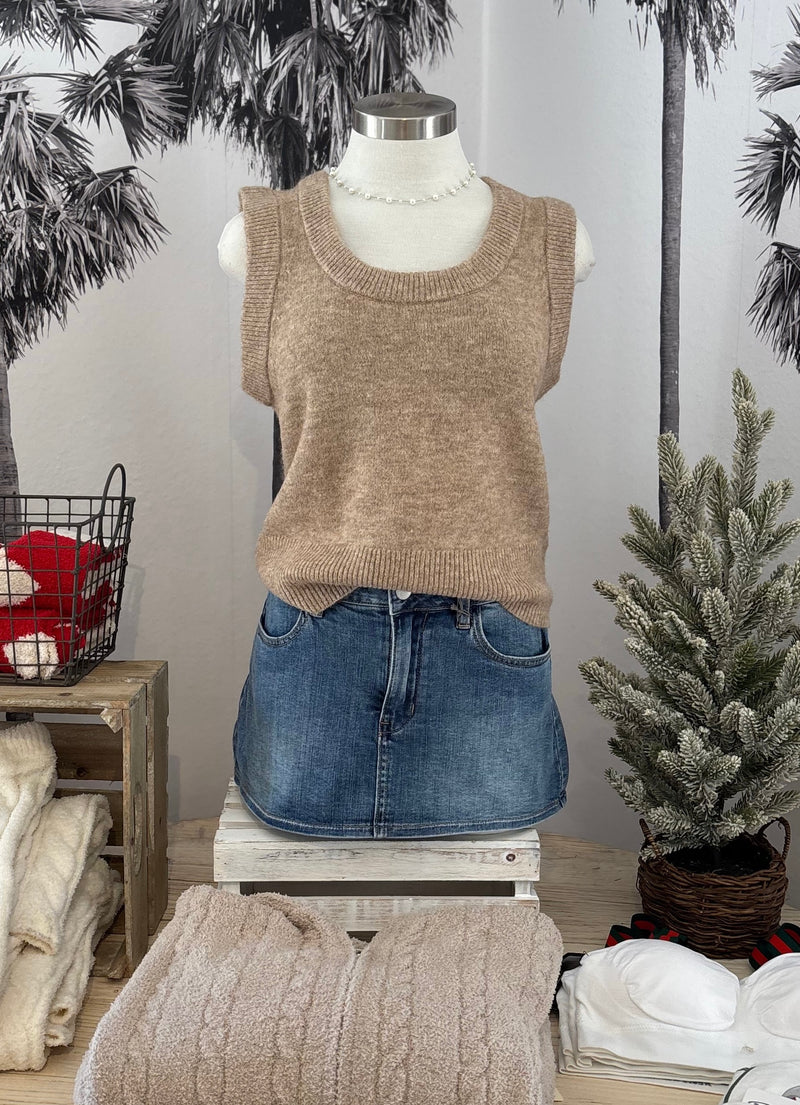 WOOL BLEND SWEATER VEST - WARM TAUPE