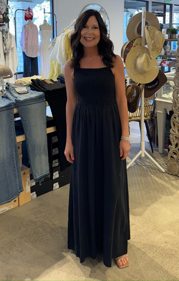 Z SUPPLY BAYSIDE LINEN MAXI DRESS - BLACK