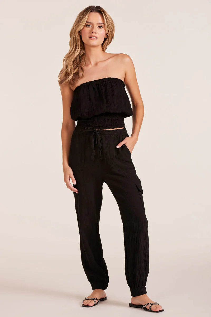 BOBI SMOCKED TUBE TOP - BLACK