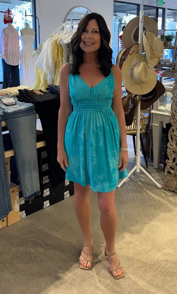 KHUSH AMOR MINI DRESS - TIE DYE AQUAMARINE