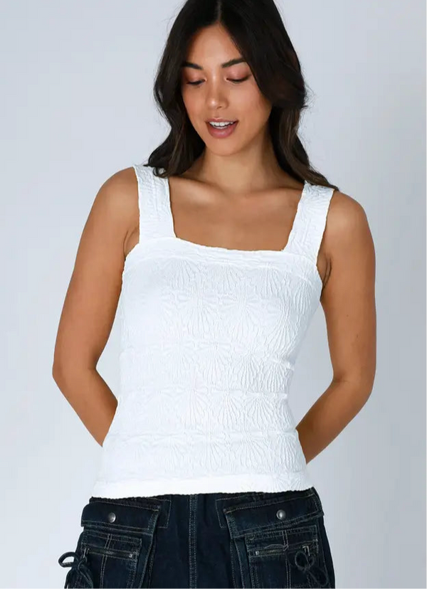 NIKIBIKI JACQUARD TEXTURED TANK  TOP - WHITE
