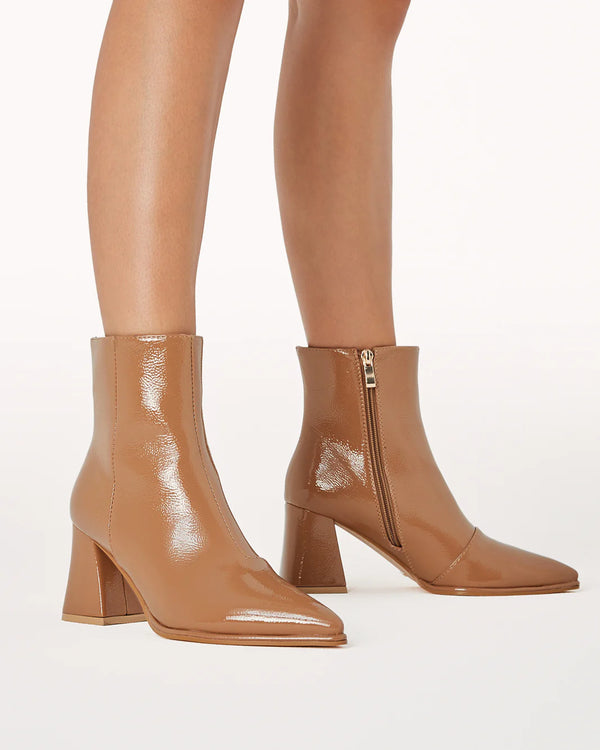 CADEN ANKLE  BOOTIE - TOFFEE CRINKLE PATENT