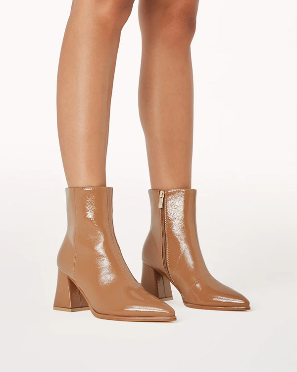 CADEN ANKLE  BOOTIE - TOFFEE CRINKLE PATENT