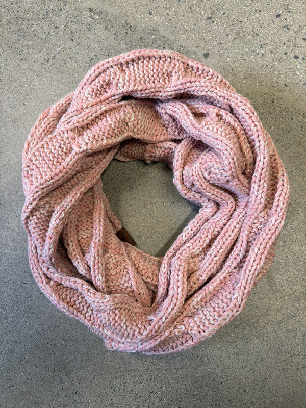 TWO TONED INFINITY SCARF -  ROSE