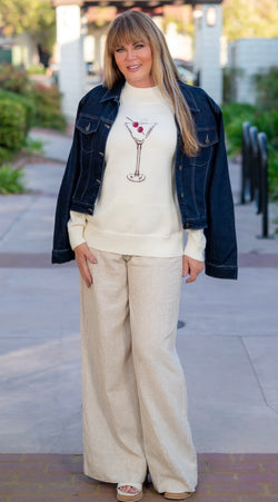 CHERRY MARTINI GRAPHIC SWEATER - CREAM