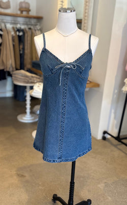 SWEETHEART DENIM MINI DRESS - MEDIUM DENIM