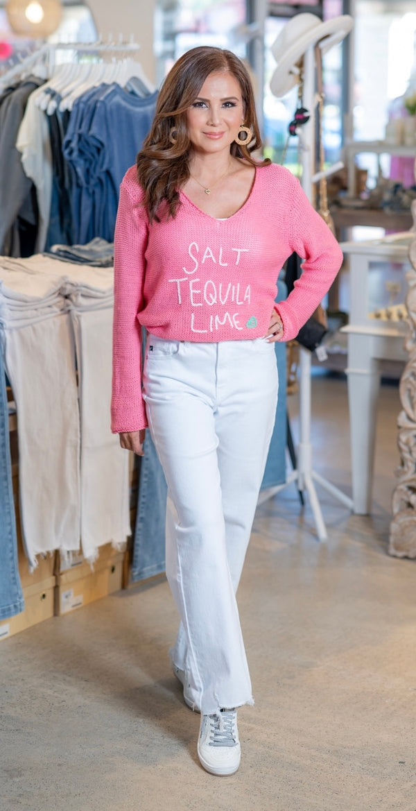 WOODEN SHIPS 'SALT TEQUILA LIME' SWEATER - PRETTY PINK