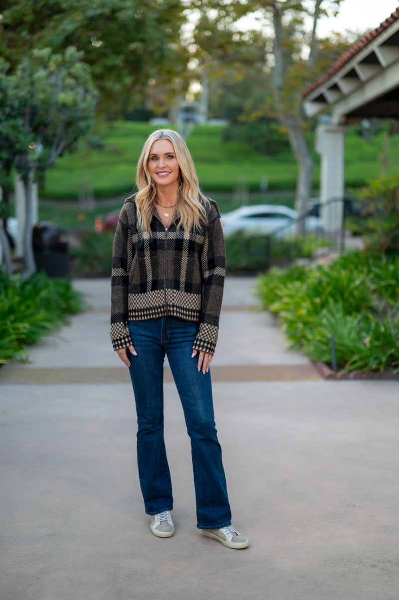 MOUNTAIN LODGE PLAID JACKET - BROWN/TAUPE