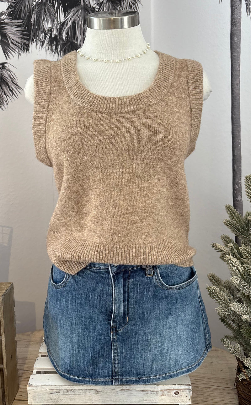 WOOL BLEND SWEATER VEST - WARM TAUPE