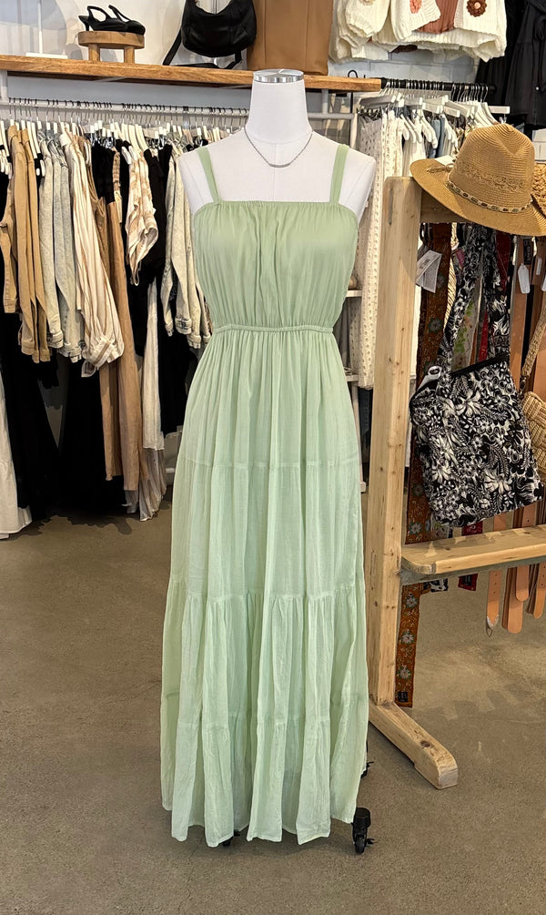 COTTON VOILE MAXI DRESS - GREEN