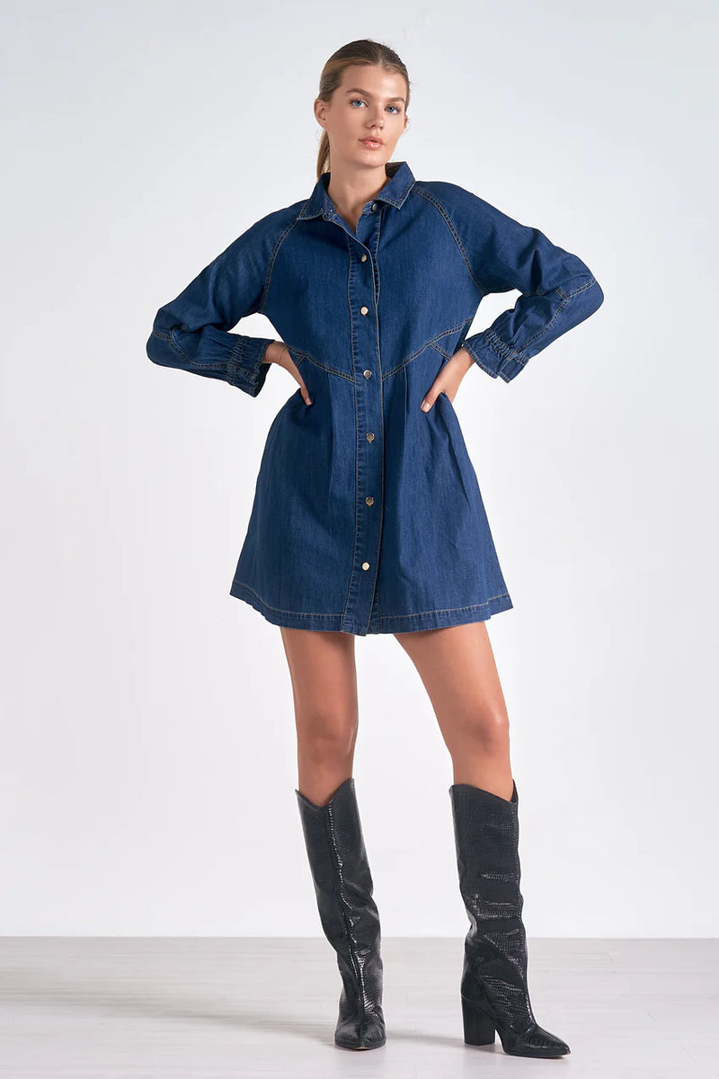 ELAN DINA DENIM DRESS - DARK BLUE