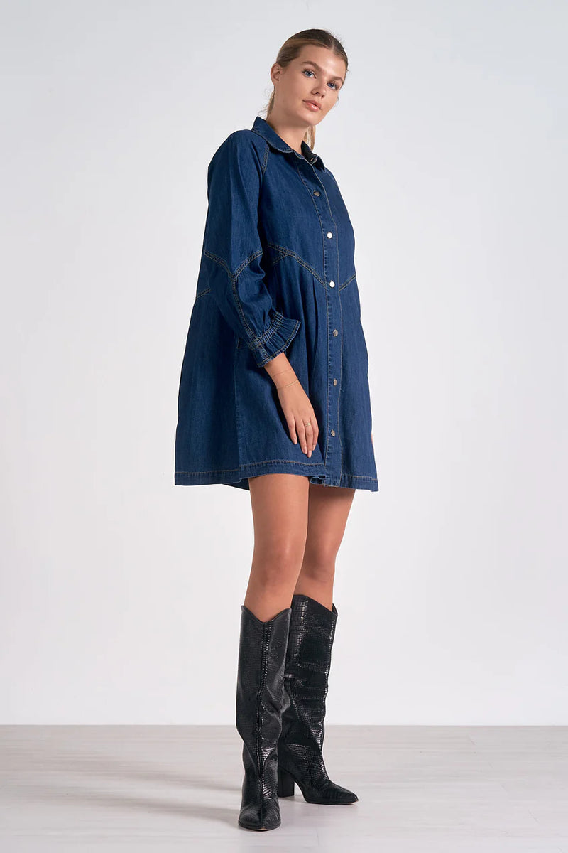 ELAN DINA DENIM DRESS - DARK BLUE