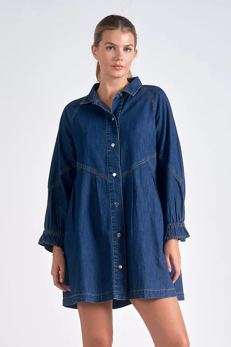 ELAN DINA DENIM DRESS - DARK BLUE